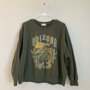 Altar’d State Arizona Graphic Crewneck Green Sweater Womens Medium